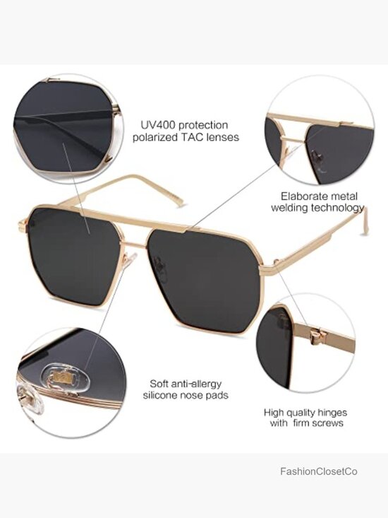 Retro Oversized Square Polarized Metal Sunglasses main image 6